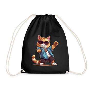 Dabbing Cat - Turnbeutel - Schwarz - Vorne