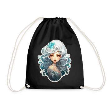 Kristall Magierin Mit Weißem Haar RPG Shirt - Turnbeutel - Schwarz - Vorne