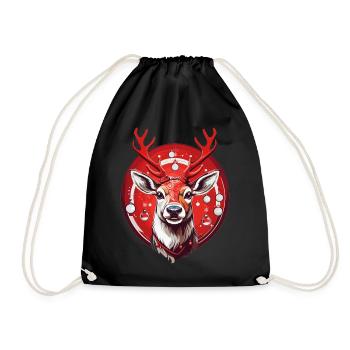 Reindeer with Christmas baubles - Drawstring Bag - black - Front