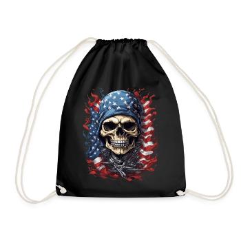 Flag of Pride: American Skull - Drawstring Bag - black - Front