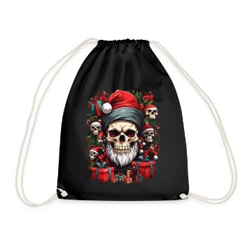Sort de crâne de Noël du Père Noël - Sac de sport léger - noir - Devant
