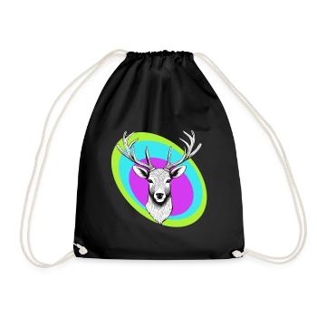 Reindeer - Drawstring Bag - black - Front