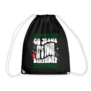 Go Jesus It's Your Birthday - Xmas Ugly Christmas - Turnbeutel - Schwarz - Vorne