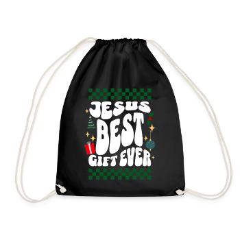 Jesus Best Gift Ever - Christians Retro Ugly Xmas - Turnbeutel - Schwarz - Vorne
