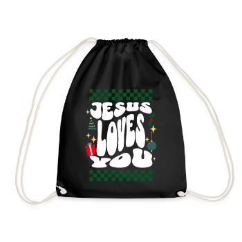 Jesus loves You - Christians Retro Ugly Christmas - Drawstring Bag - black - Front