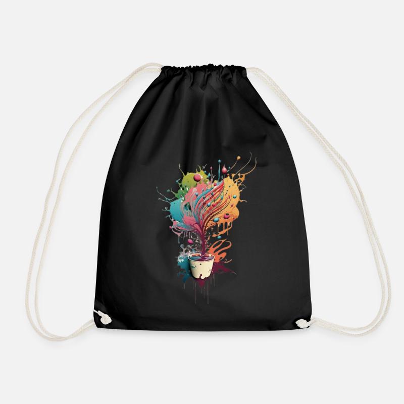 Coffee Explosion 02 - Drawstring Bag - black