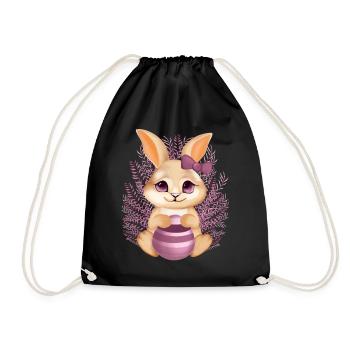 Un lapin mignon avec des fleurs – Illustration calme - Sac de sport léger - noir - Devant
