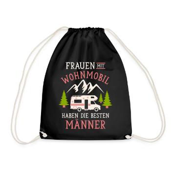 Camping Frauen Wohnmobil Camper Campingplatz - Turnbeutel - Schwarz - Vorne