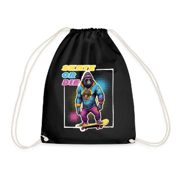 Skater Gorilla mit Sonnenbrille & Spruch - Turnbeutel - Schwarz - Vorne