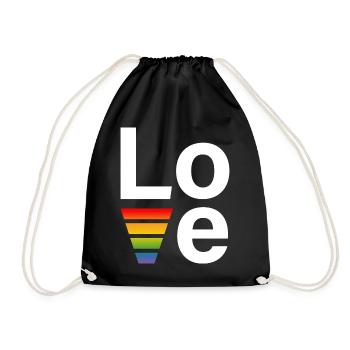 LGBT Regenbogen love Shirt white - Drawstring Bag - black - Front