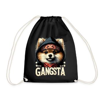 Petit cadeau de chien Spitz Gangsta Gangster - Sac de sport léger - noir - Devant
