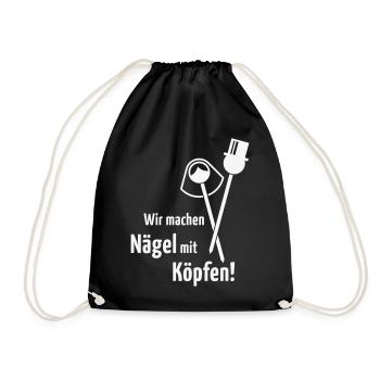 Wir Machen Nägel Mit Köpfen! Hochzeit Brautpaar W - Turnbeutel - Schwarz - Vorne