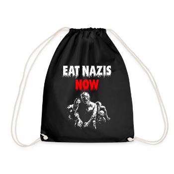 EAT NAZIS NOW - Drawstring Bag - black - Front