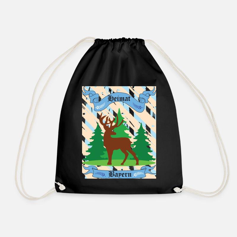 Maison de Bavière Cerfs dans la forêt - Sac de sport léger - noir