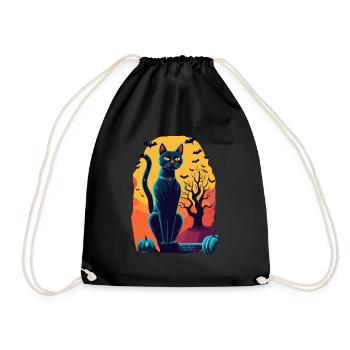 Chat long et mince en costume d’Halloween effrayant - Sac de sport léger - noir - Devant