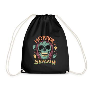 Horror Season, Totenkopf und Geister - Turnbeutel - Schwarz - Vorne