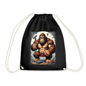 Retro Gamer Gorilla mit Controller Konsolenspiele - Turnbeutel - Schwarz - Vorne