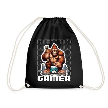 Retro Gamer Gorilla mit Controller Konsolenspiele - Turnbeutel - Schwarz - Vorne