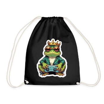 Retro Gamer Frosch mit Controller Konsolenspiele - Turnbeutel - Schwarz - Vorne