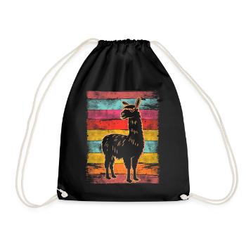 Lama Alpaka Vintage - Turnbeutel - Schwarz - Vorne