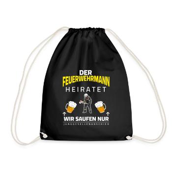 Bachelor Party Firefighter - Marries Fire Brigade Beer Saying - Drawstring Bag - black - Front