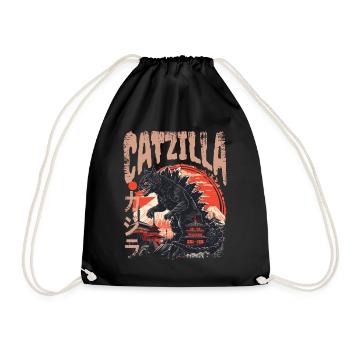 Catzilla Chat japonais vintage - Sac de sport léger - noir - Devant