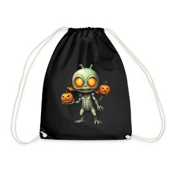 Halloween - Außerirdischer Grusel mit Kürbis - Turnbeutel - Schwarz - Vorne