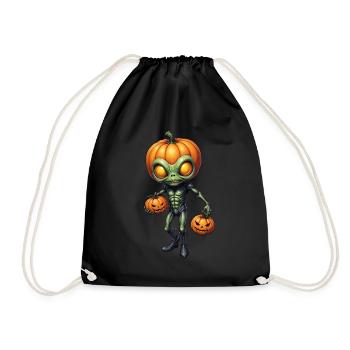 Halloween - Alien Horror with Pumpkin - Drawstring Bag - black - Front
