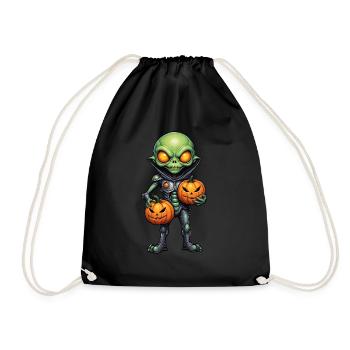 Halloween - Außerirdischer Grusel mit Kürbis - Turnbeutel - Schwarz - Vorne