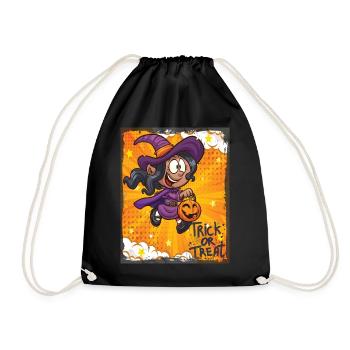 Cute Witch Halloween Trick Or Treat Fun - Drawstring Bag - black - Front