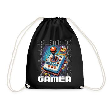 Retro Gamer Adventure Joystick - Drawstring Bag - black - Front