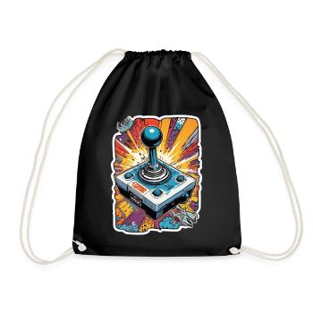 Retro Gamer Adventure Joystick - Drawstring Bag - black - Front