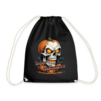 Halloween Crâne Citrouille Crâne Crâne Effrayant - Sac de sport léger - noir - Devant