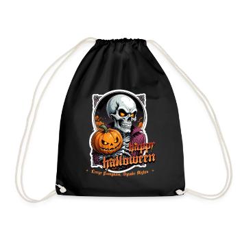 Halloween Crâne Citrouille Crâne Crâne Effrayant - Sac de sport léger - noir - Devant