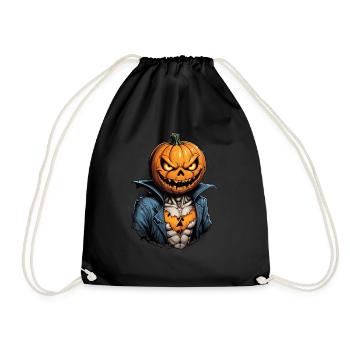 Effrayant tête de citrouille Halloween illustration - Sac de sport léger - noir - Devant