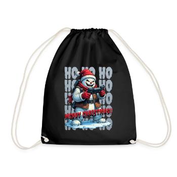 Evil Snowman Playing Christmas - Drawstring Bag - black - Front