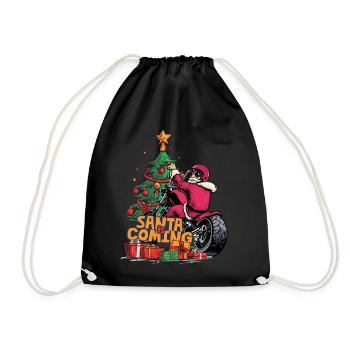 Père Noël à moto devant le sapin de Noël - Sac de sport léger - noir - Devant