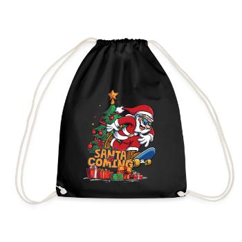 Christmas skateboarding fun with Santa - Drawstring Bag - black - Front