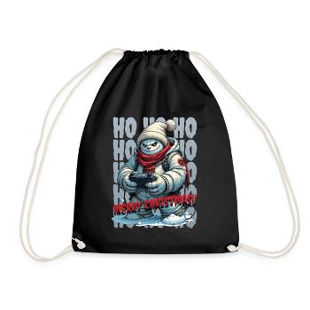 Evil Snowman Playing Christmas - Drawstring Bag - black - Front