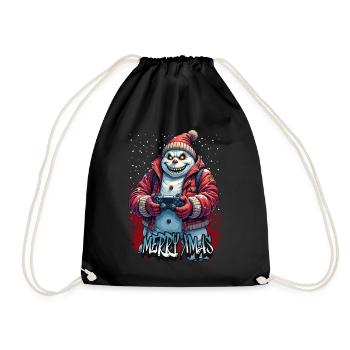 Méchant Noël Gamer Bonhomme de neige Joyeux Noël - Sac de sport léger - noir - Devant
