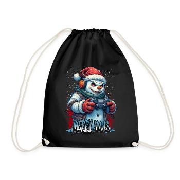 Méchant Noël Gamer Bonhomme de neige Joyeux Noël - Sac de sport léger - noir - Devant