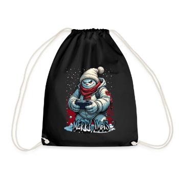 Méchant Noël Gamer Bonhomme de neige Joyeux Noël - Sac de sport léger - noir - Devant
