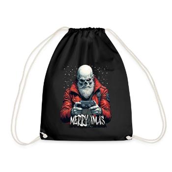 Merry Xmas Gamer Skull Design - Drawstring Bag - black - Front