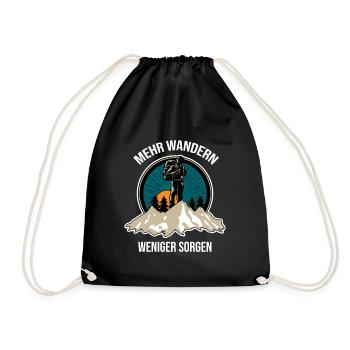More Hiking Less Worries - Outdoor Enthusiast - Drawstring Bag - black - Front