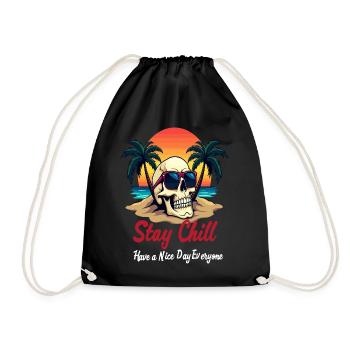Restez Chill, Crâne Avec Lunettes De Soleil Beach Design - Sac de sport léger - noir - Devant
