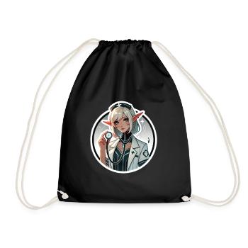 Fantasy Elf Nurse Anime Medicine Art - Drawstring Bag - black - Front