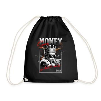 Money Saving : for about five minutes - Drawstring Bag - black - Front