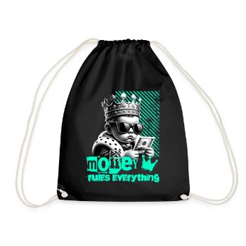 Money Rules Everything With Cool Baby King - Drawstring Bag - black - Front