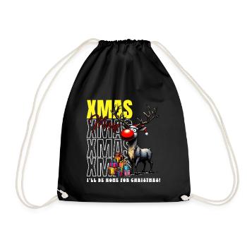 XMAS Merry Christmas Reindeer - Drawstring Bag - black - Front
