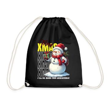 XMAS Merry Christmas Snowman - Drawstring Bag - black - Front